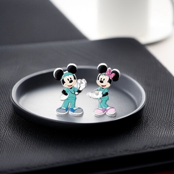 Medical Staff Mouse Ears Stud Earrings - Playful and Professional! 🩺 NWT Studs - Picture 3 of 4